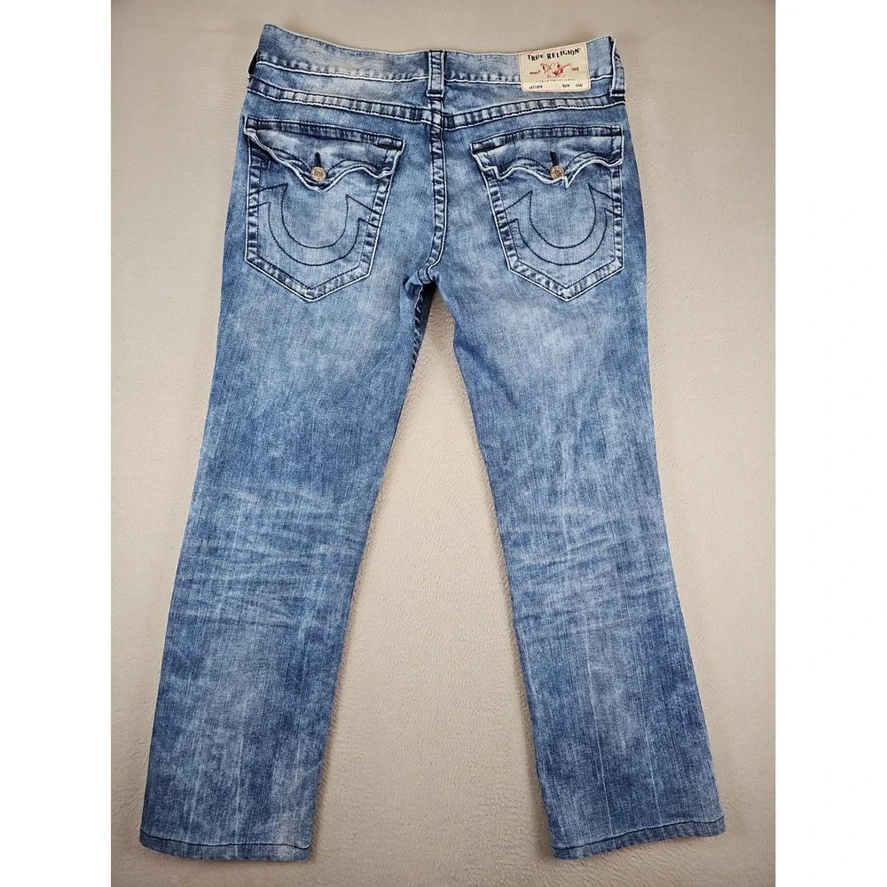 True Religion Ricky Relaxed Straight Jeans Blue Denim Cotton Men's Size 36x30
